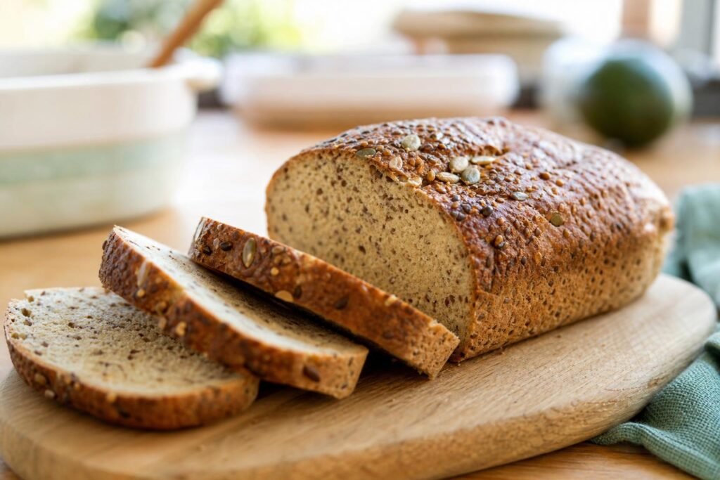 Pain cétogène maison tranché, à la farine d'amande et au psyllium