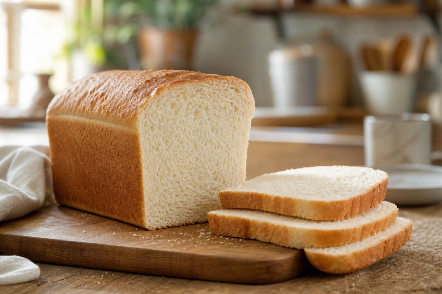 Pain de mie maison tranché, à la mie fine et moelleuse