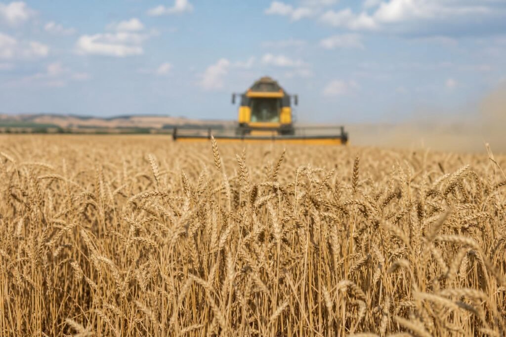 Champ de blé mûr sur une terre agricole avant la récolte